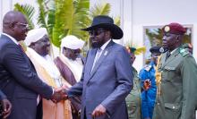 President Kiir greeting Officials